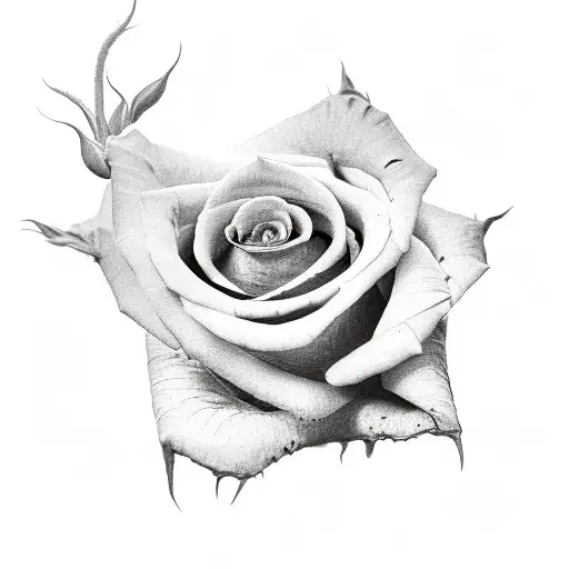 A Black And Grey Sketch Of A Rose Growing Out Of A Dollar Bill