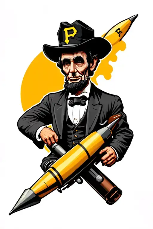 Abe Lincoln Wearing Pittsburgh Pirates Hat Riding A Nuclear Missle
