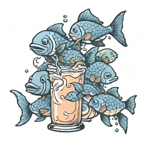 A Family Of Fish Swimming In A Milkshake