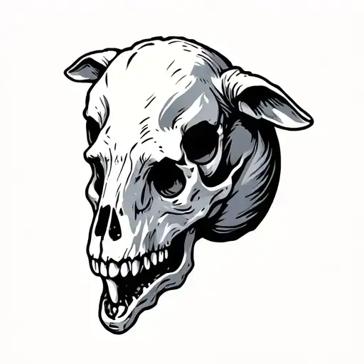 Male Black Sheep Skull