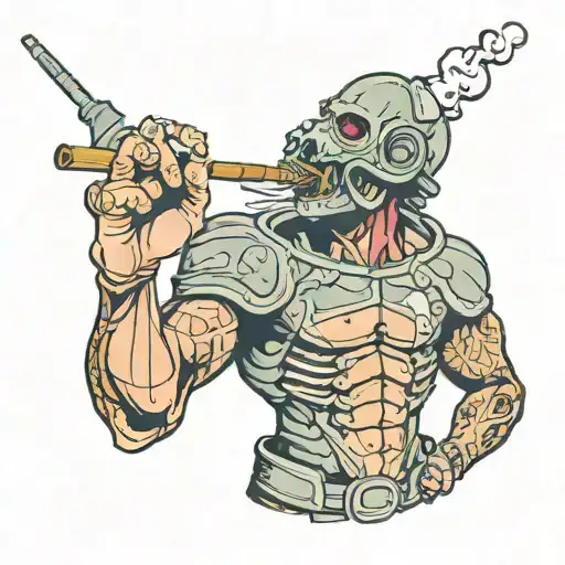 A Broking Man Looking For The Beauty In Life With Broken Armor Smoking A Joint