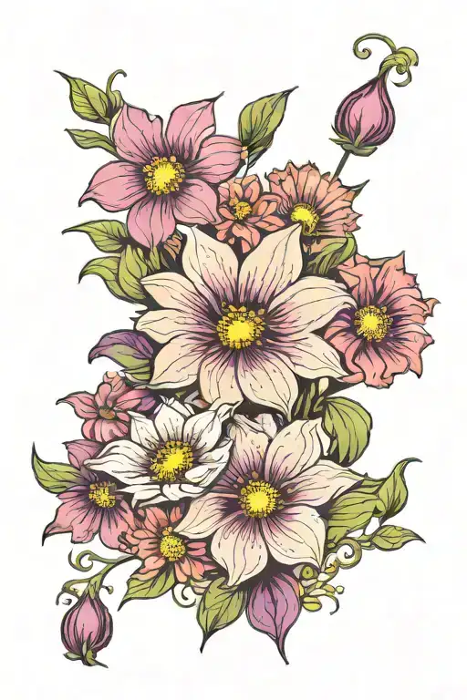 Morning Glory Aster Larkspur Water Lily Daisy Sweet Pea Cosmos Marigold