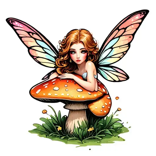 Fairy Lying On A Mushroom