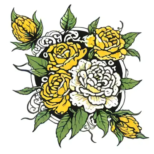 Carnation And Marigold And Knot Intertwined