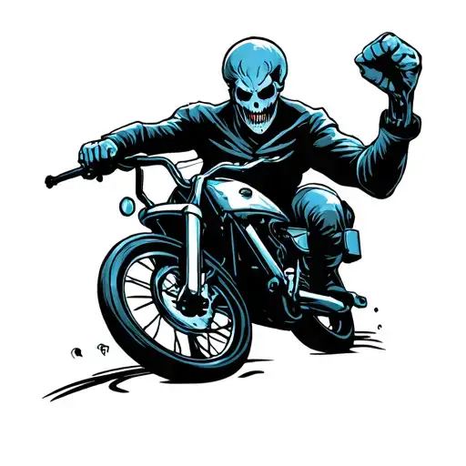 Ghost Rider Punching Fist On Bike Trail Winding