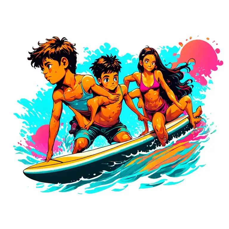 2 Boys And One Girl Surf