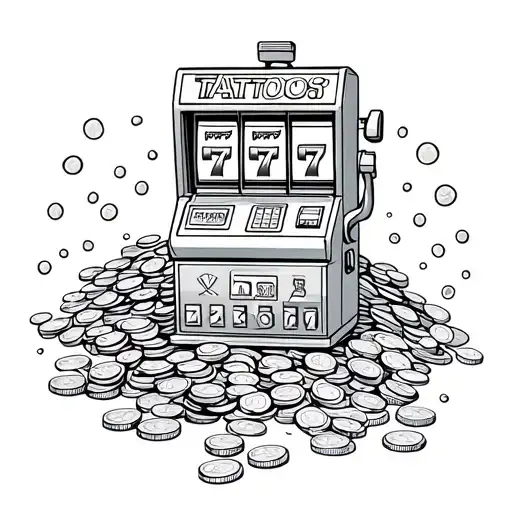 Slot Machine Sitting On A Pile Of Coins 777