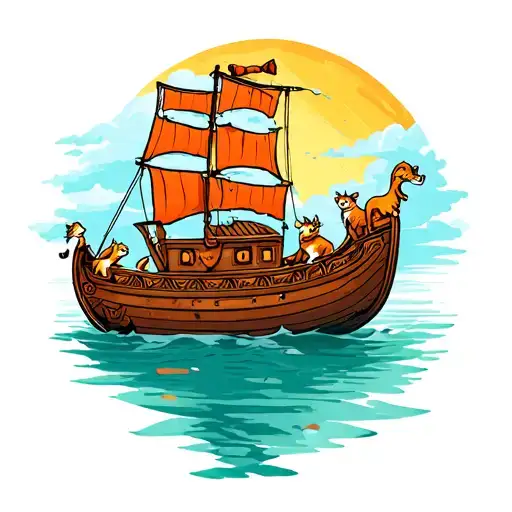 Noah's Boat With Animals