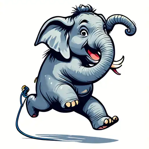 An Elephant Playing Jump Rope