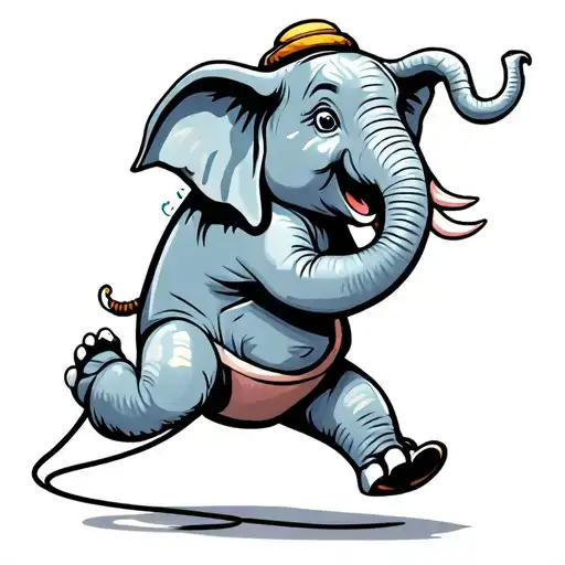 An Elephant Playing Jump Rope