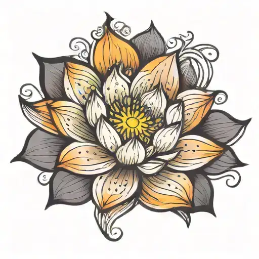 Lotus Flower And Ornamental Tattoo Made
