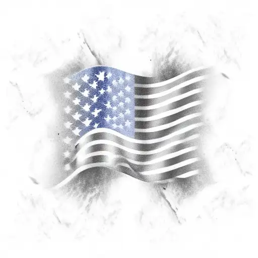 American Flag Waving Black And White