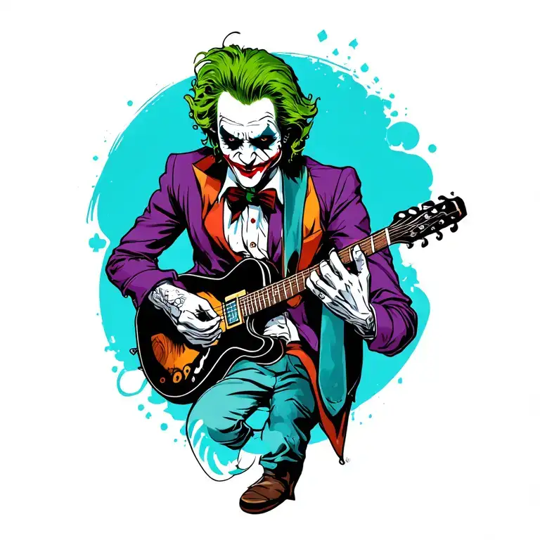 Joker From Playing Card Playing Guitar