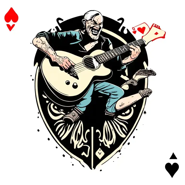 Fool From Playing Card Playing Guitar