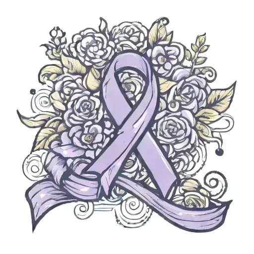 Purple Cancer Ribbon With What The Mind Forgets The Heart Will Always Remember And Flowers Around