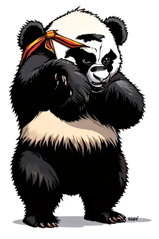 Standing Panda Looking Over His Shoulder