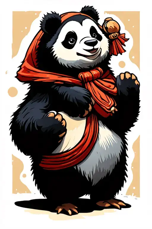 Standing Panda And Penguin