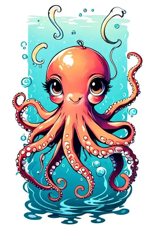 Girly Octopus Gracefully Swimming