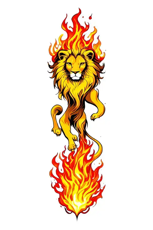Leo Zodiac Sign Engulfed In Flames Engulfing