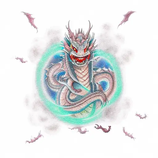 A Dragon Breathing Out A Network Of Interconnected Particles
