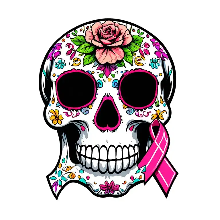 Sugar Skull Prostate Cancer Ribbon