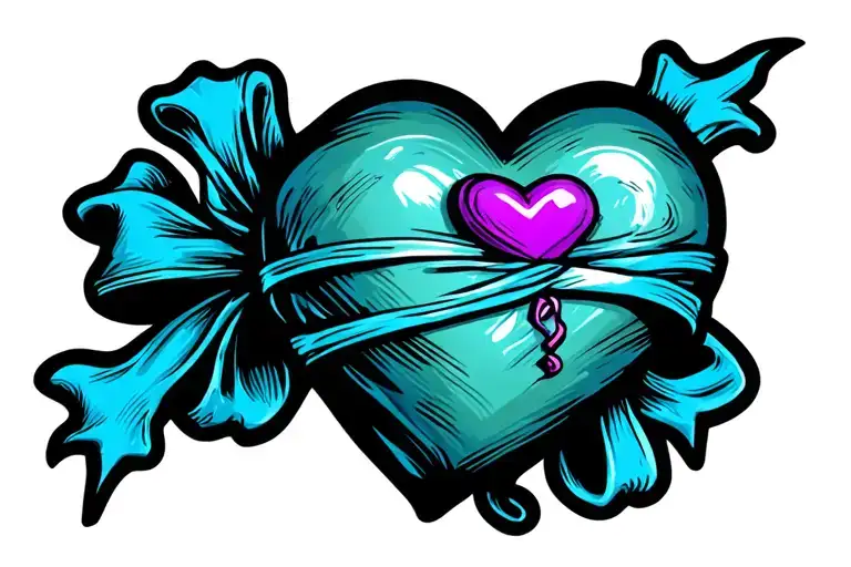 Purple Heart Wrapped In Chiffon Ribbon