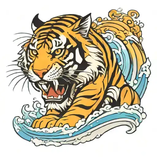 Tiger And Wave