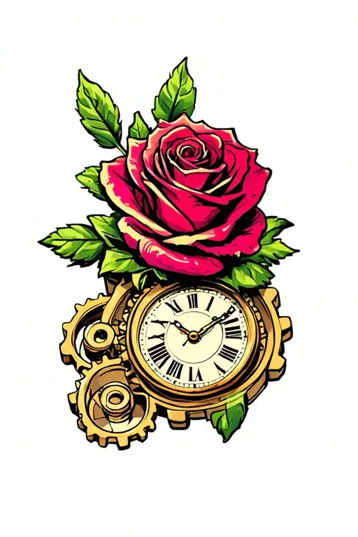 Money Rose And Clock Gears