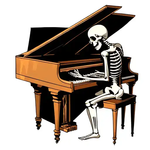 Skeleton With A Softness Playing The Piano