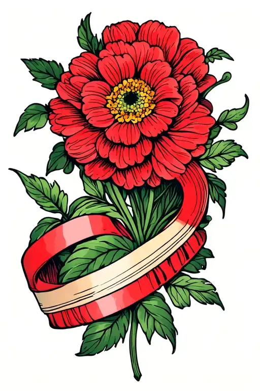 Mums Flower Intertwined Crimson Red Sleeve