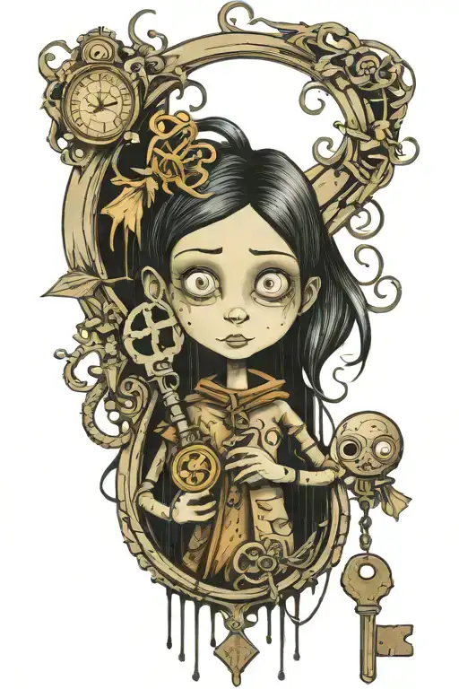Coraline And Other Mother With Key Intertwined