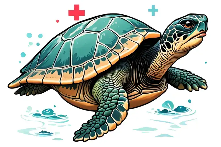 Sea Turtle With Nurse Symbolizing Healing