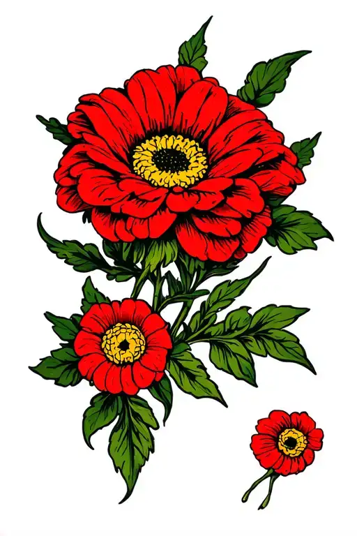 Mums Flower Intertwined Crimson Red Sleeve