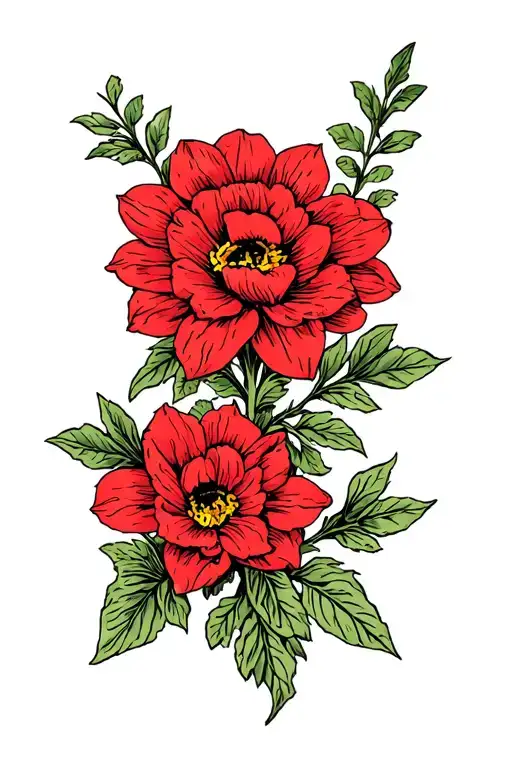 Mums Flower Intertwined Vines Crimson Red Sleeve