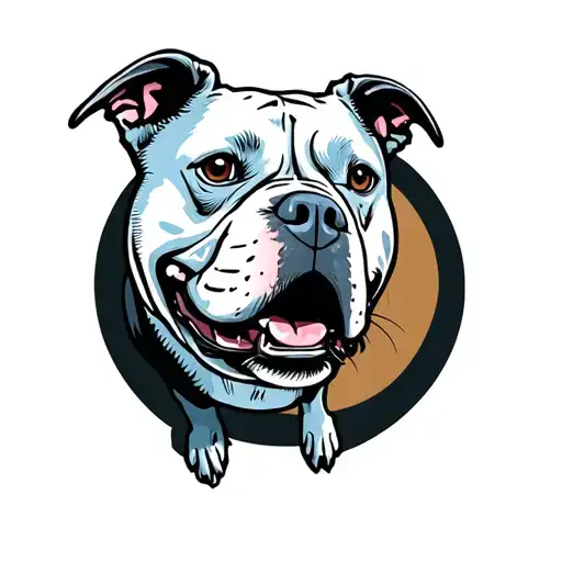 Pigeon On White Staffordshire Terrier Dog Shoulder