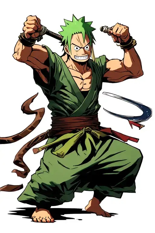 Zoro One Piece Fight Inosuke Demon Slayer