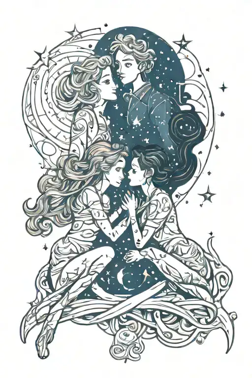 Intertwined Souls Stargazing Together