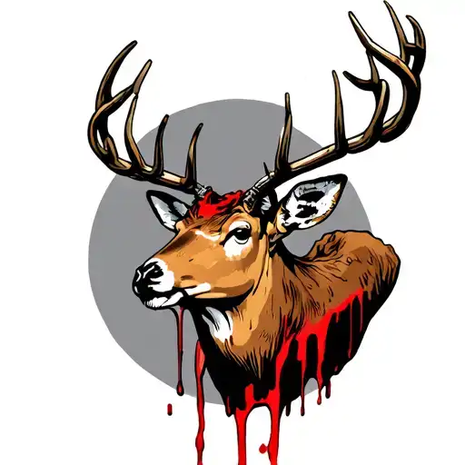 Deer In Chains And Blood On The Horns