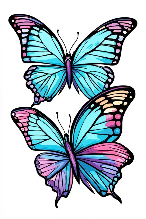 Two Butterflies Flying Together
