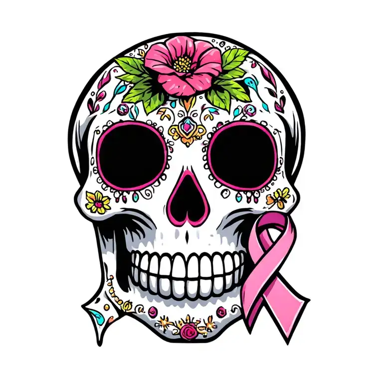 Sugar Skull Prostate Cancer Ribbon
