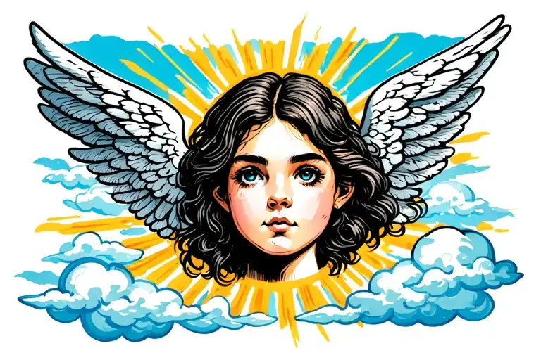 Angel Face With Cloud And Sunlight