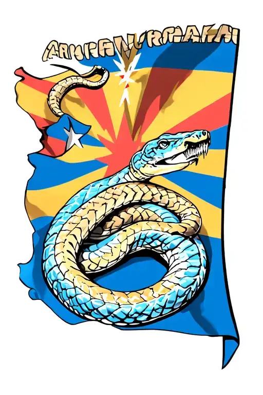 Rattlesnake Wrapped Around Arizona Flag