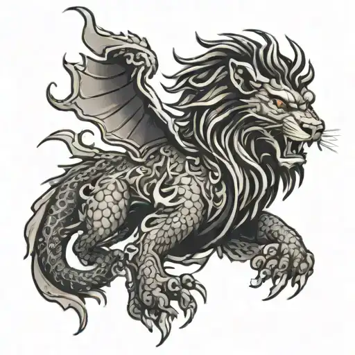 Sleeve With Dragon And Lion