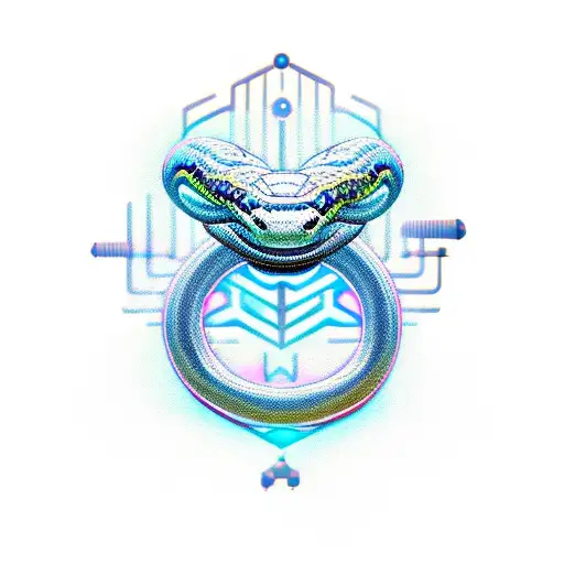 A Futuristic Cyber Sigil Of A Snake Wrapped Around A Bike