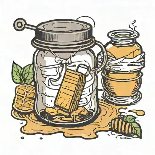 Tea Bag Leaning Against A Bottle Of Honey