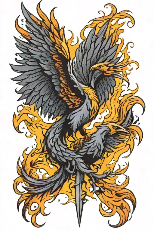 Cross And Pheonix Rising From The Ashes