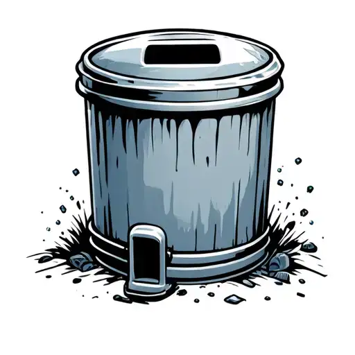 Dented Metal Trash Can