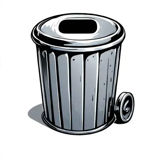 Dented Metal Trash Can