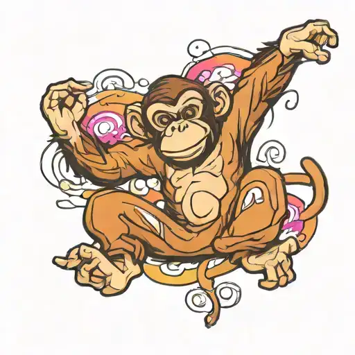 Dancing Monkey Hiphop Elements Like Graffiti
