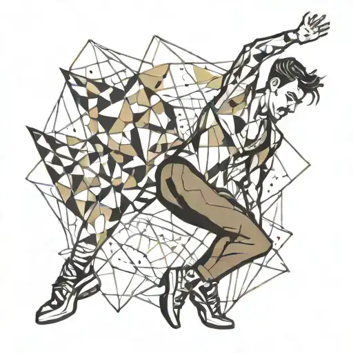 Male Dancer Surounded By Geometric Figures Having Fun